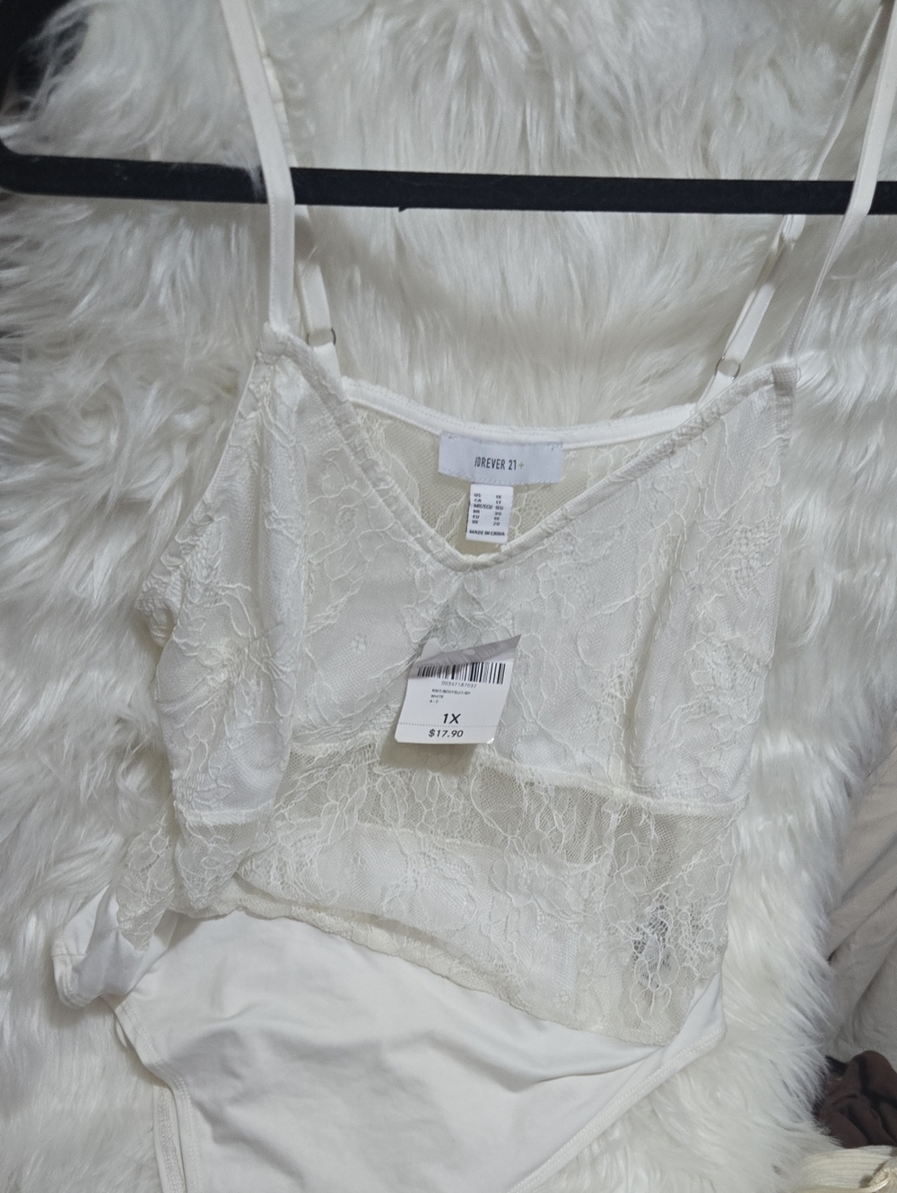 Forever 21 White Lace Cami Bodysuit